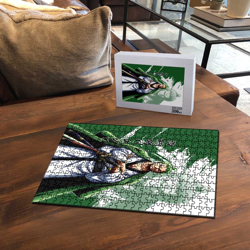 Wano Samurai Roronoa Zoro Puzzle Bold Ink Brush Anime Style
