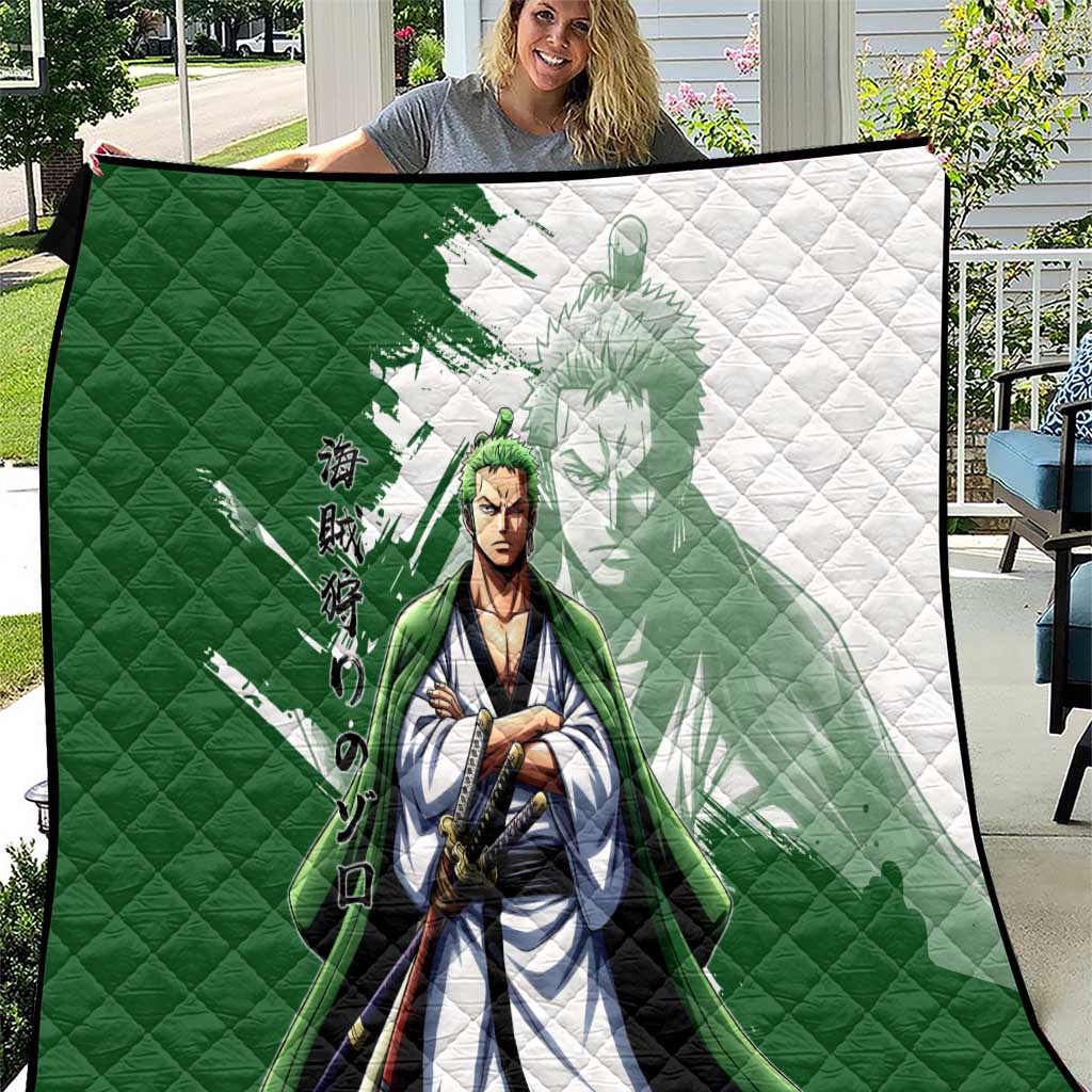 Wano Samurai Roronoa Zoro Quilt Bold Ink Brush Anime Style