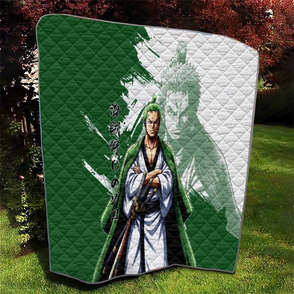 Wano Samurai Roronoa Zoro Quilt Bold Ink Brush Anime Style