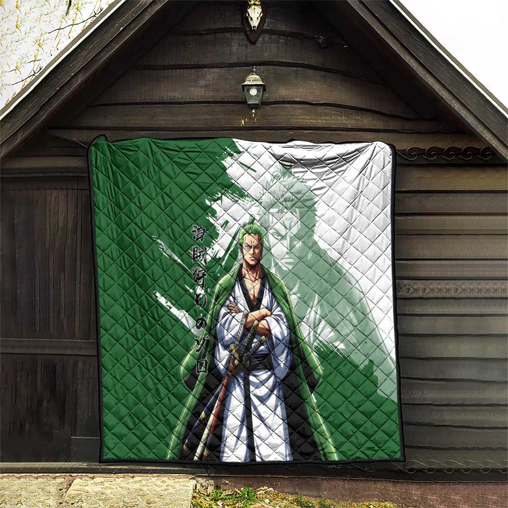 Wano Samurai Roronoa Zoro Quilt Bold Ink Brush Anime Style