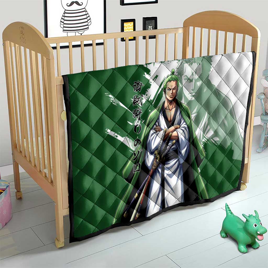 Wano Samurai Roronoa Zoro Quilt Bold Ink Brush Anime Style