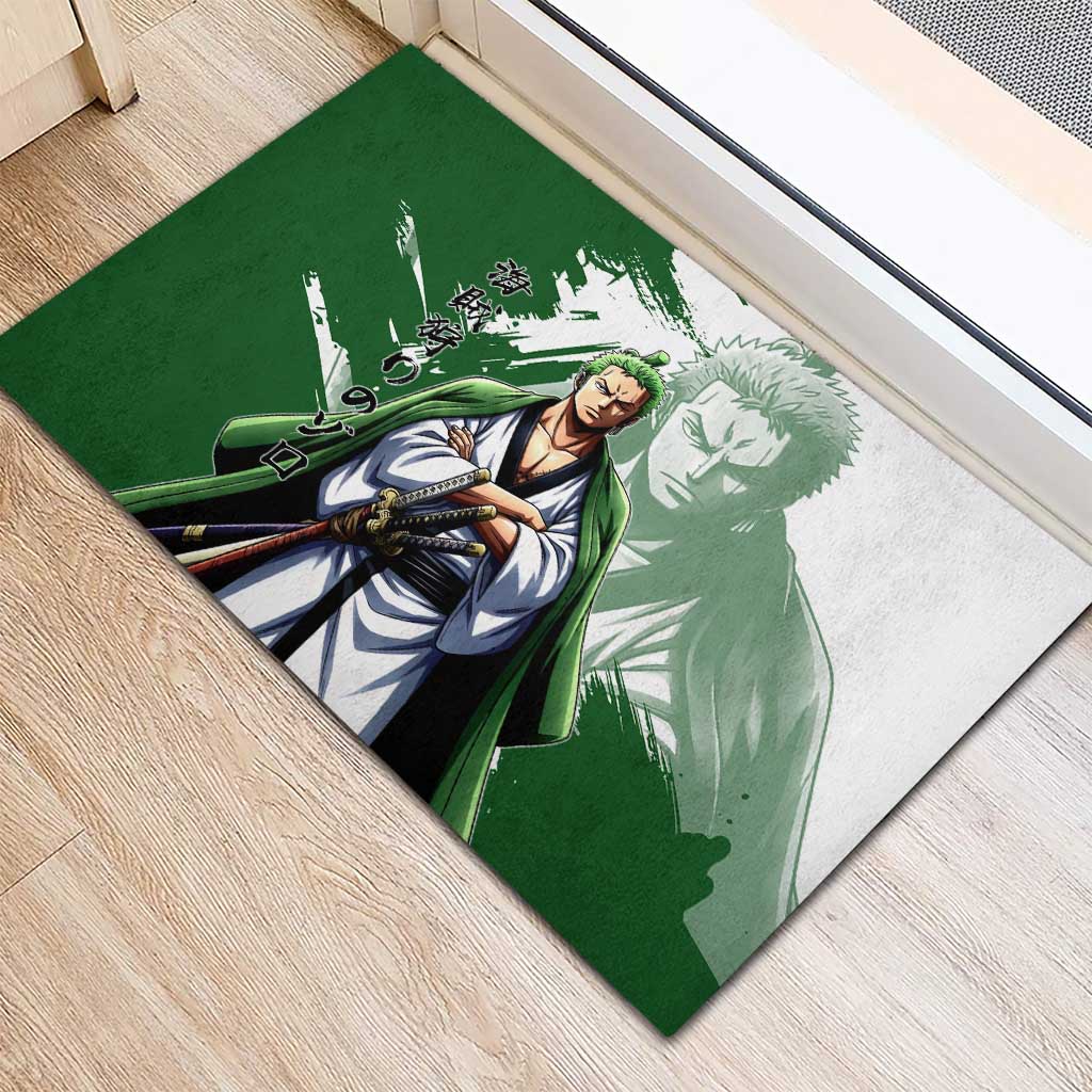 Wano Samurai Roronoa Zoro Rubber Doormat Bold Ink Brush Anime Style