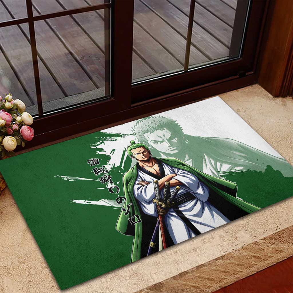 Wano Samurai Roronoa Zoro Rubber Doormat Bold Ink Brush Anime Style