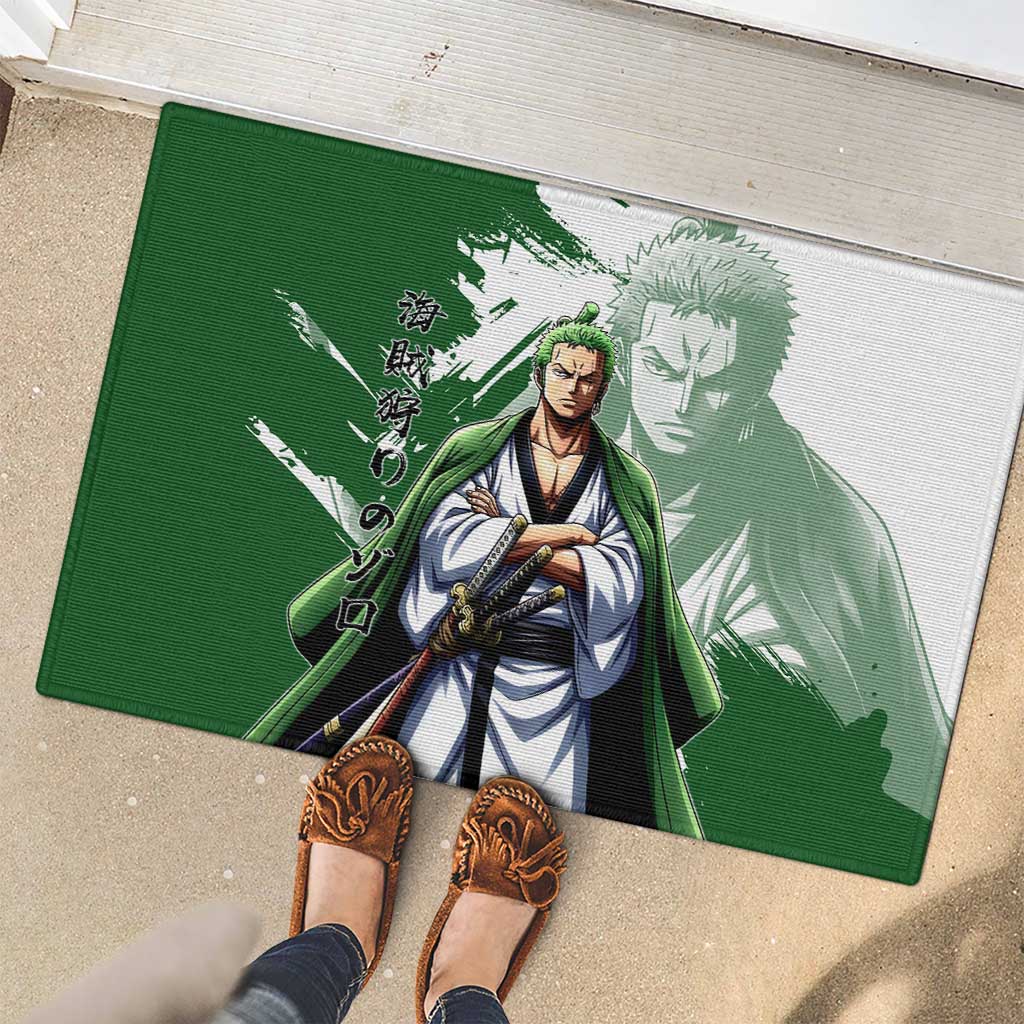 Wano Samurai Roronoa Zoro Rubber Doormat Bold Ink Brush Anime Style
