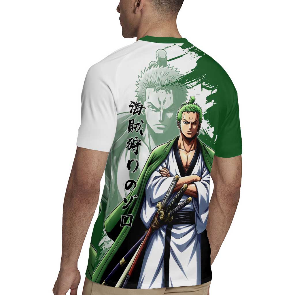 Wano Samurai Roronoa Zoro Rugby Jersey Bold Ink Brush Anime Style