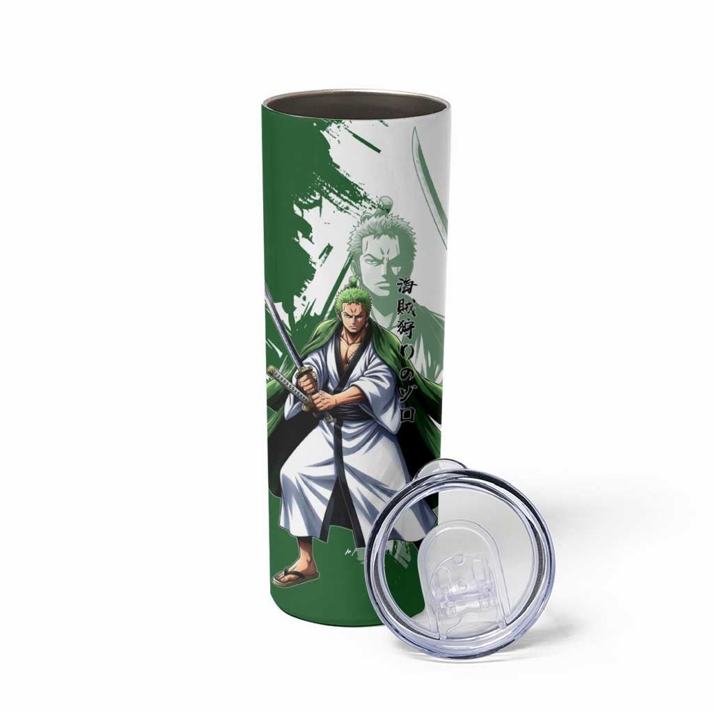 Wano Samurai Roronoa Zoro Skinny Tumbler Bold Ink Brush Anime Style