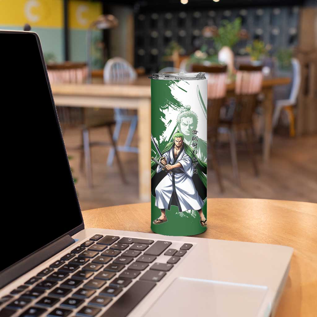 Wano Samurai Roronoa Zoro Skinny Tumbler Bold Ink Brush Anime Style