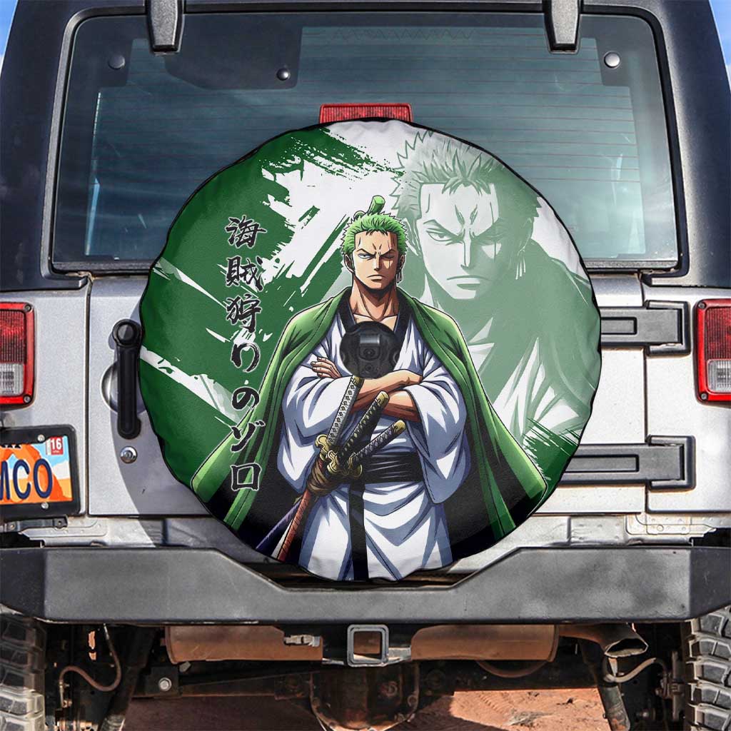 Wano Samurai Roronoa Zoro Spare Tire Cover Bold Ink Brush Anime Style