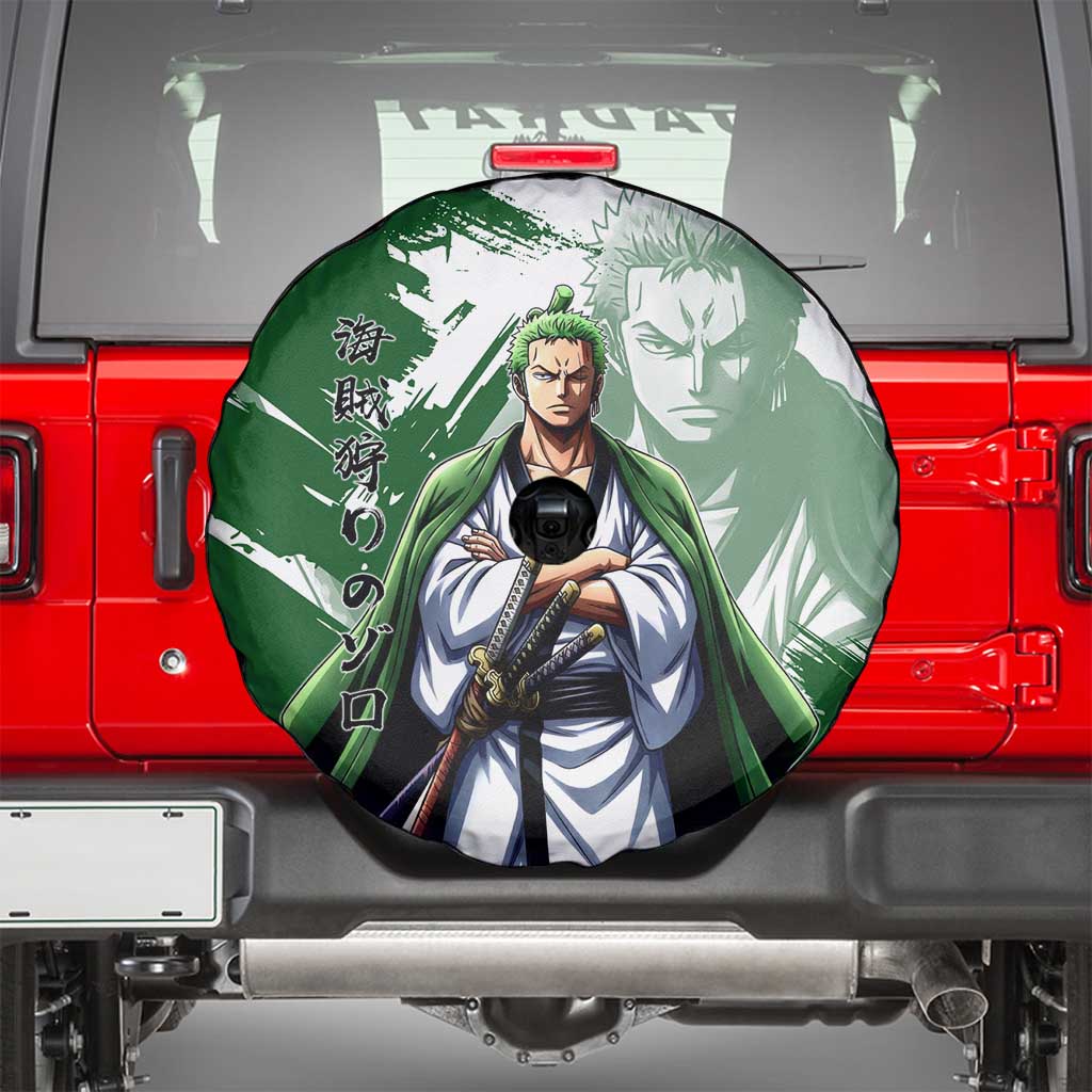 Wano Samurai Roronoa Zoro Spare Tire Cover Bold Ink Brush Anime Style