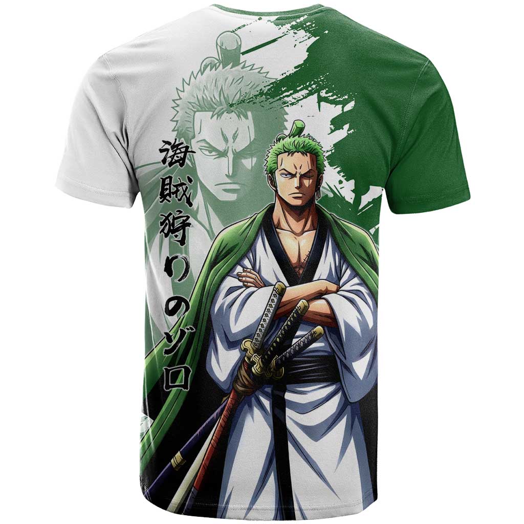 Wano Samurai Roronoa Zoro T Shirt Bold Ink Brush Anime Style