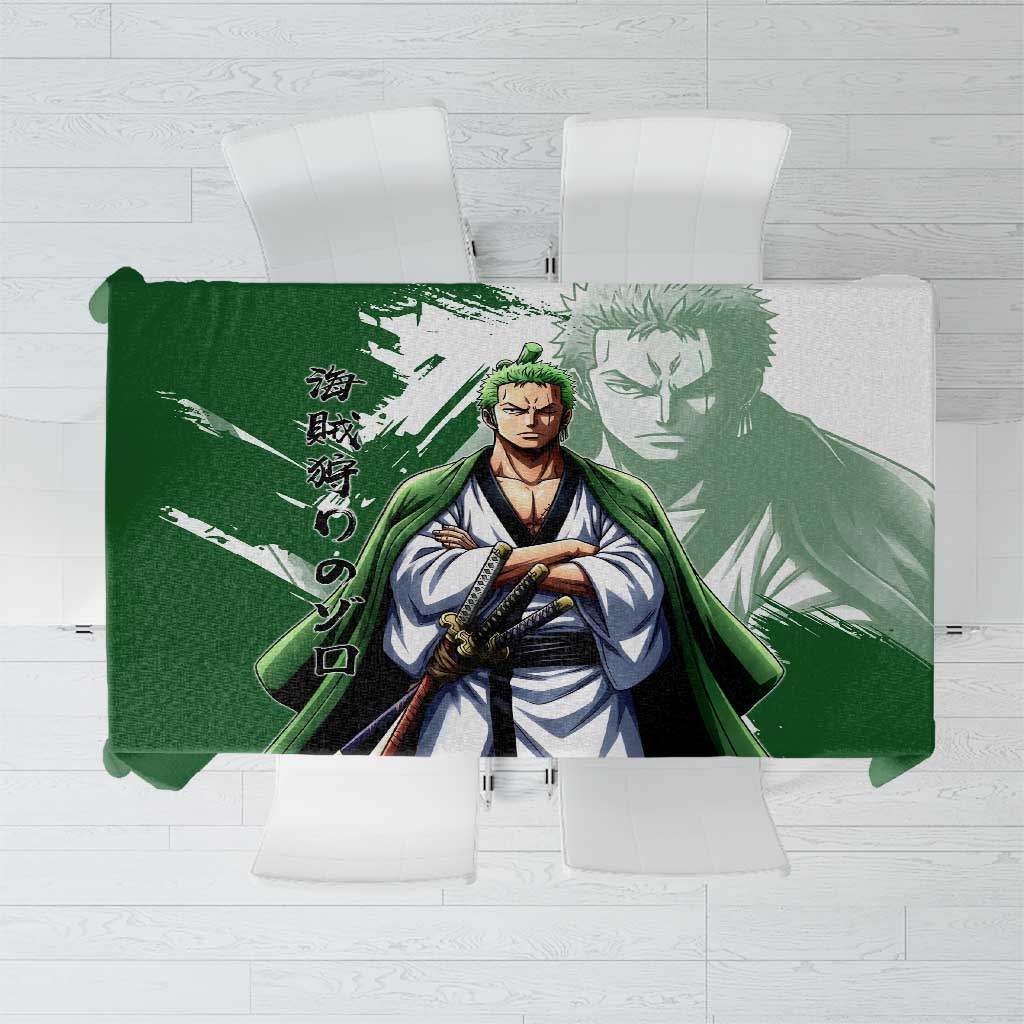 Wano Samurai Roronoa Zoro Tablecloth Bold Ink Brush Anime Style