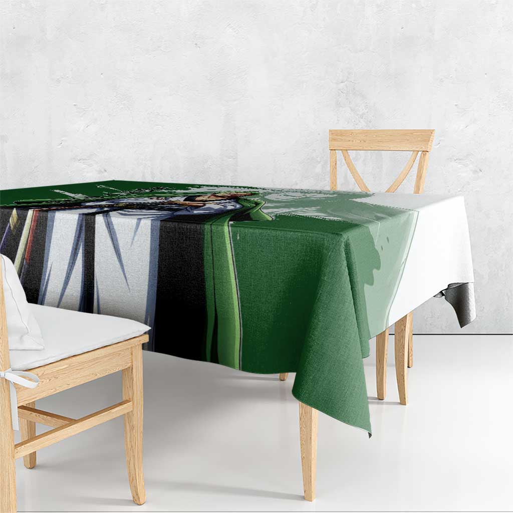 Wano Samurai Roronoa Zoro Tablecloth Bold Ink Brush Anime Style