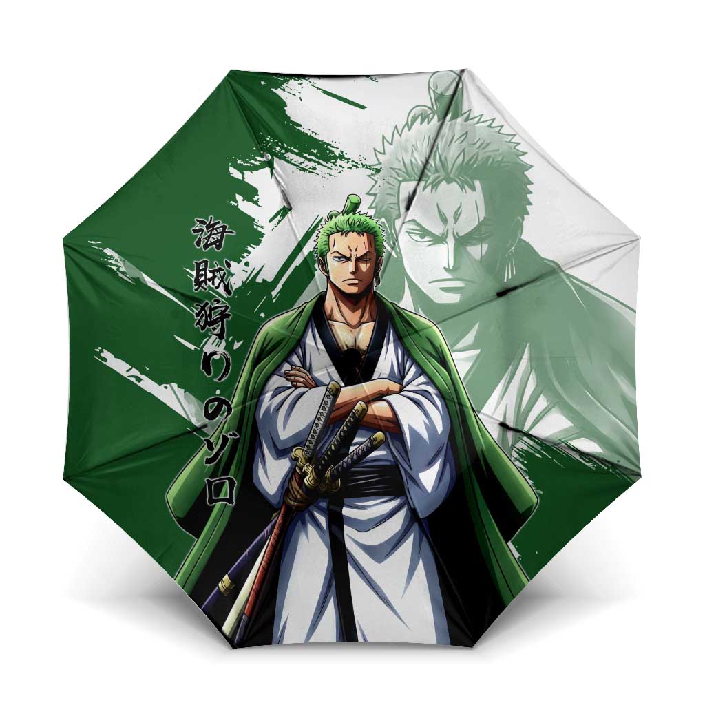 Wano Samurai Roronoa Zoro Umbrella Bold Ink Brush Anime Style