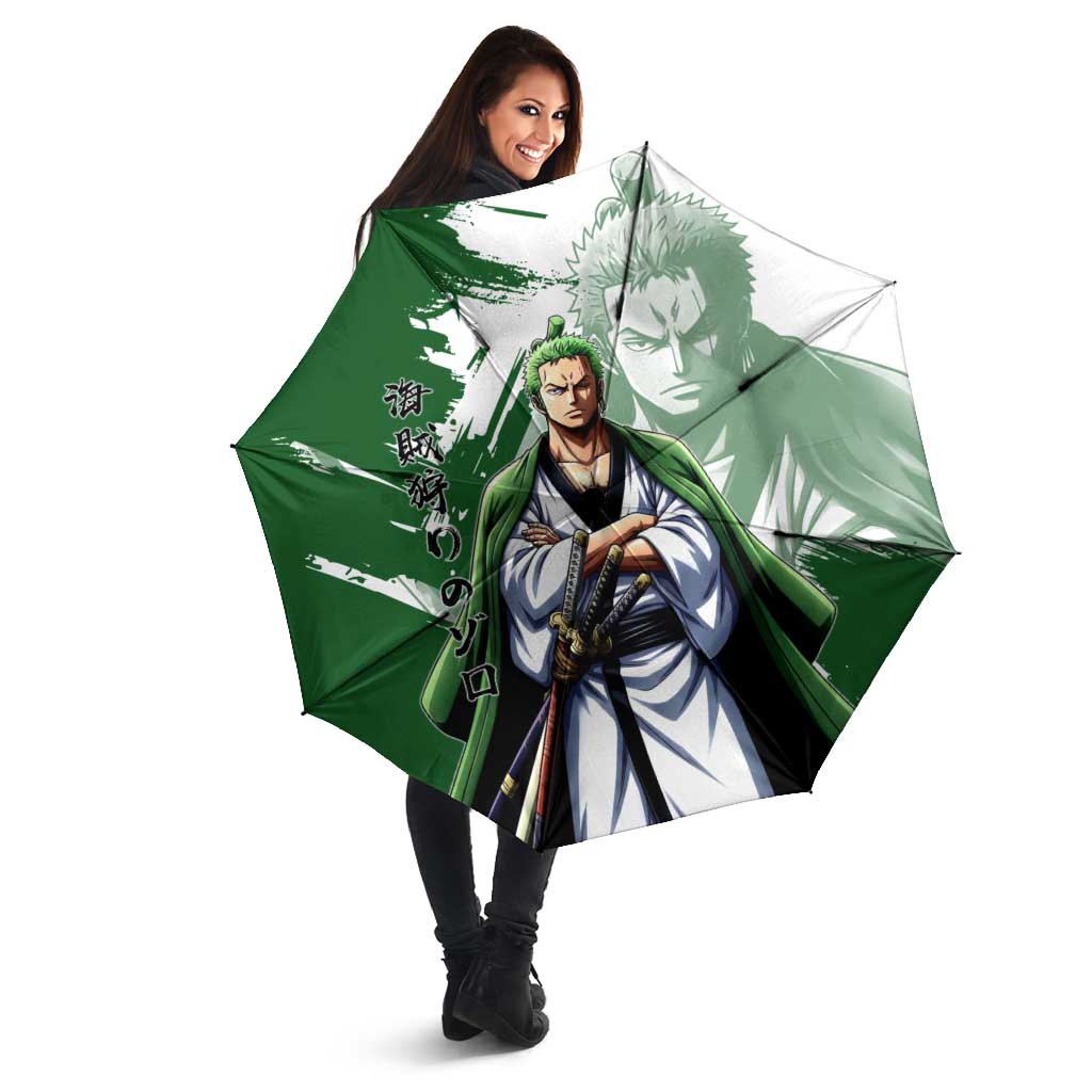 Wano Samurai Roronoa Zoro Umbrella Bold Ink Brush Anime Style
