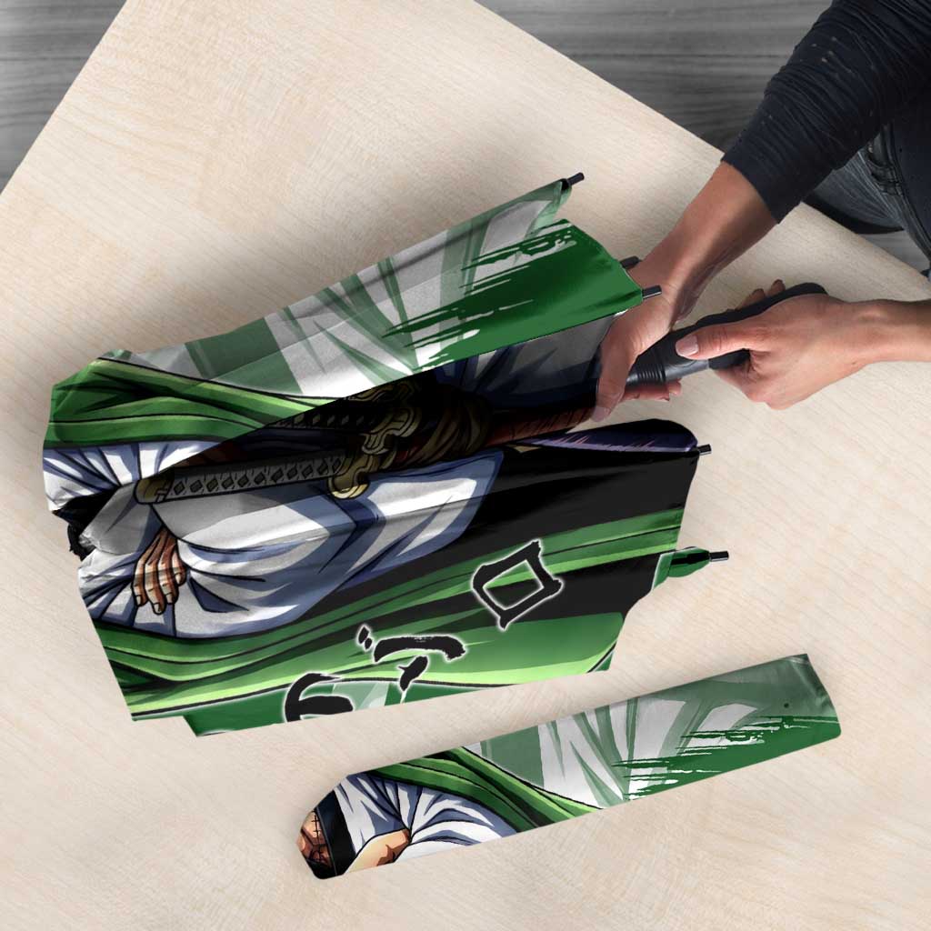 Wano Samurai Roronoa Zoro Umbrella Bold Ink Brush Anime Style