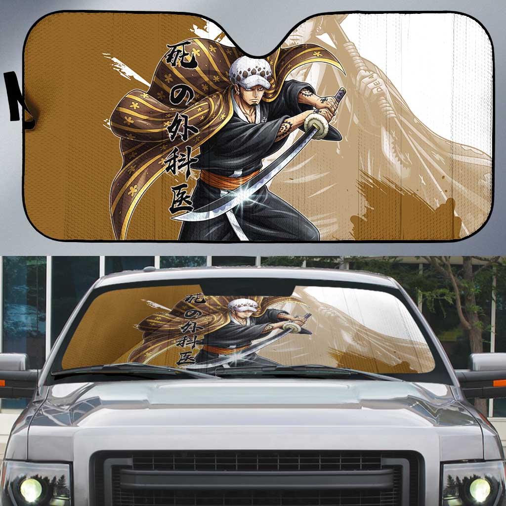 Wano Surgeon Trafalgar D. Law Auto Sun Shade Traditional Ink Splash Anime Style