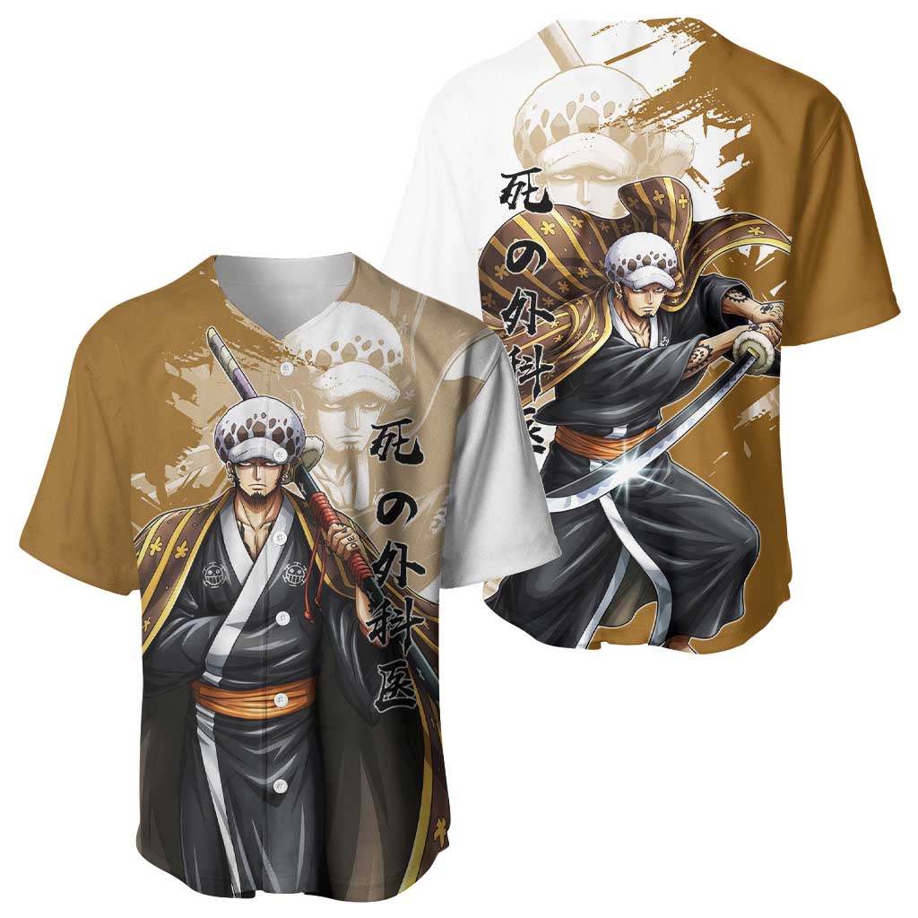 Wano Surgeon Trafalgar D. Law Baseball Jersey Traditional Ink Splash Anime Style