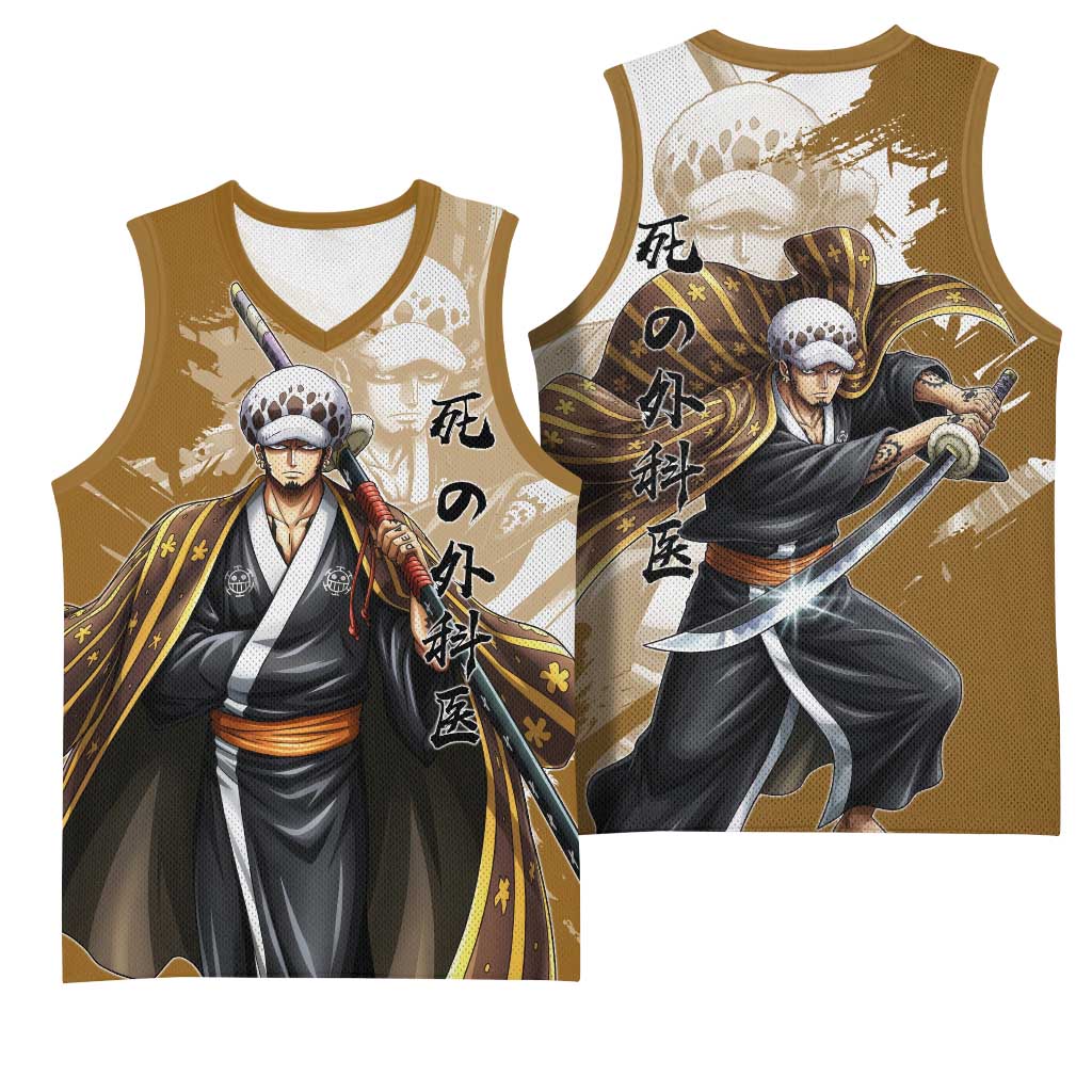 Wano Surgeon Trafalgar D. Law Basketball Jersey Traditional Ink Splash Anime Style