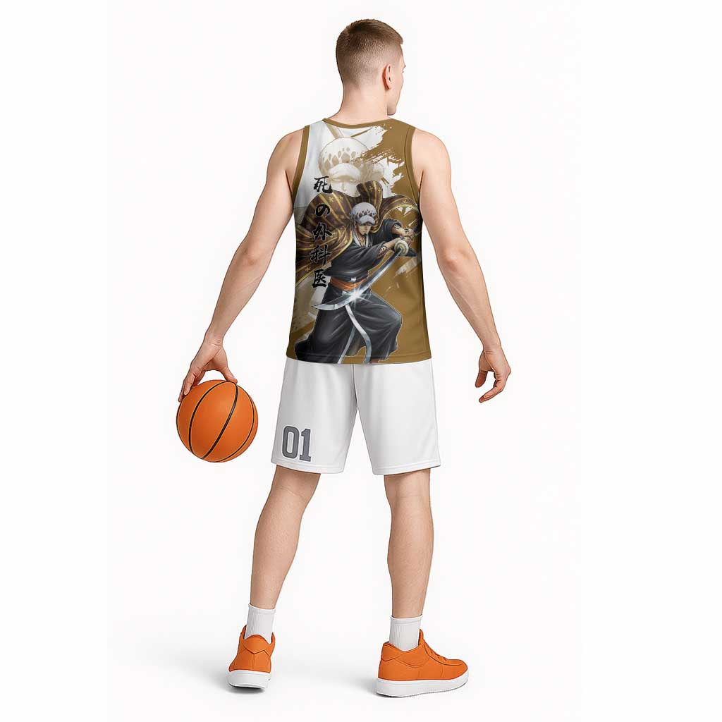Wano Surgeon Trafalgar D. Law Basketball Jersey Traditional Ink Splash Anime Style