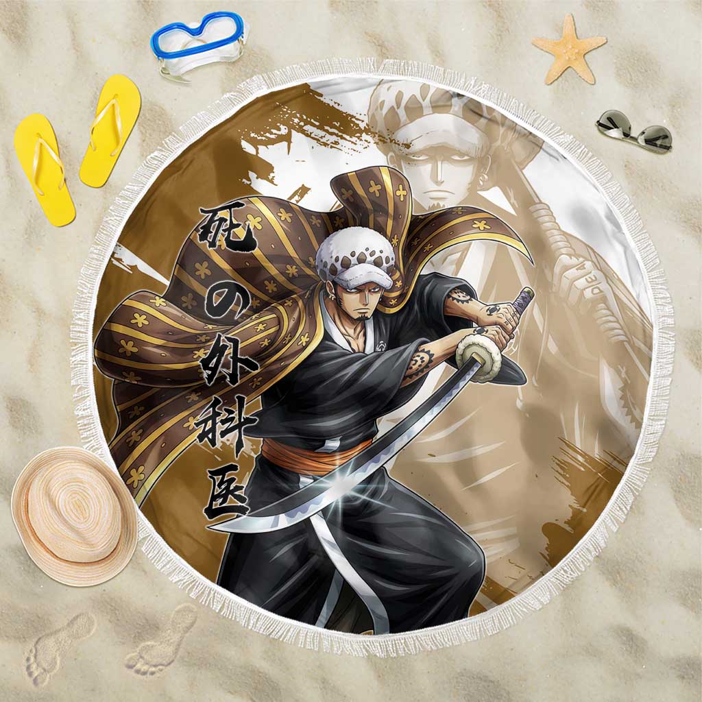 Wano Surgeon Trafalgar D. Law Beach Blanket Traditional Ink Splash Anime Style