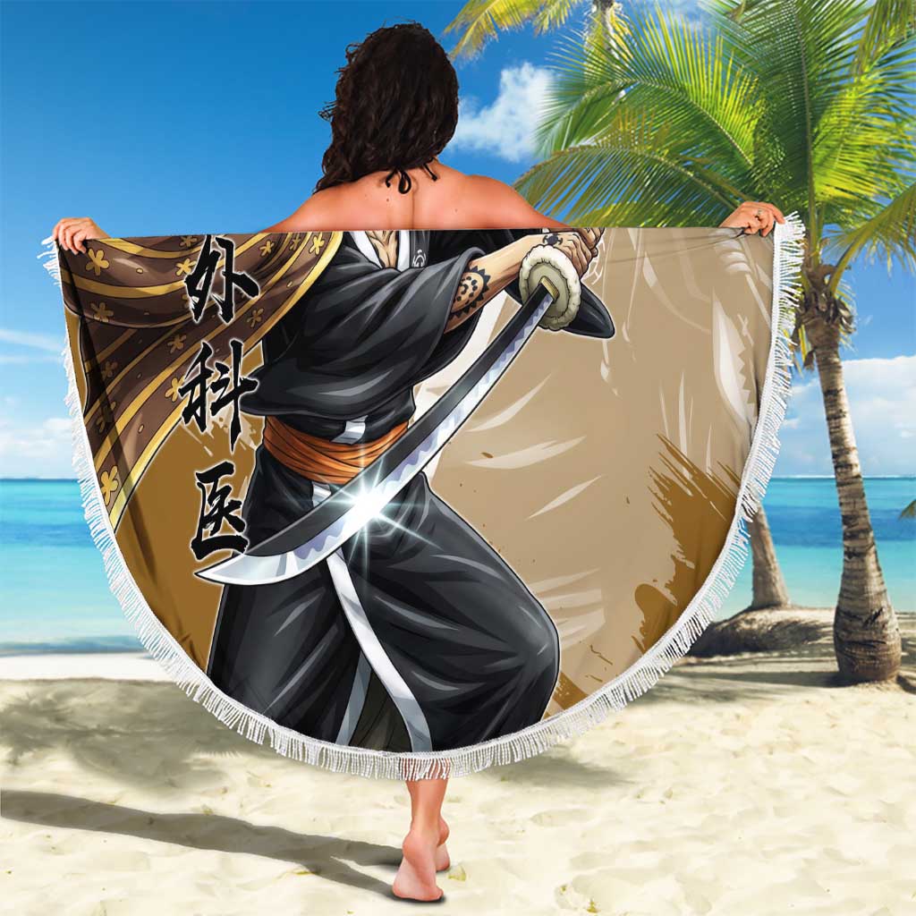 Wano Surgeon Trafalgar D. Law Beach Blanket Traditional Ink Splash Anime Style