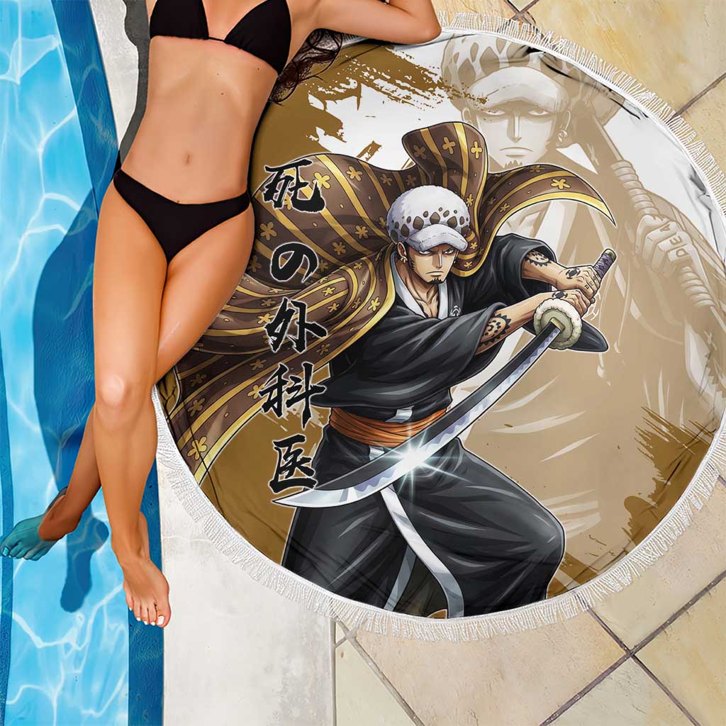 Wano Surgeon Trafalgar D. Law Beach Blanket Traditional Ink Splash Anime Style