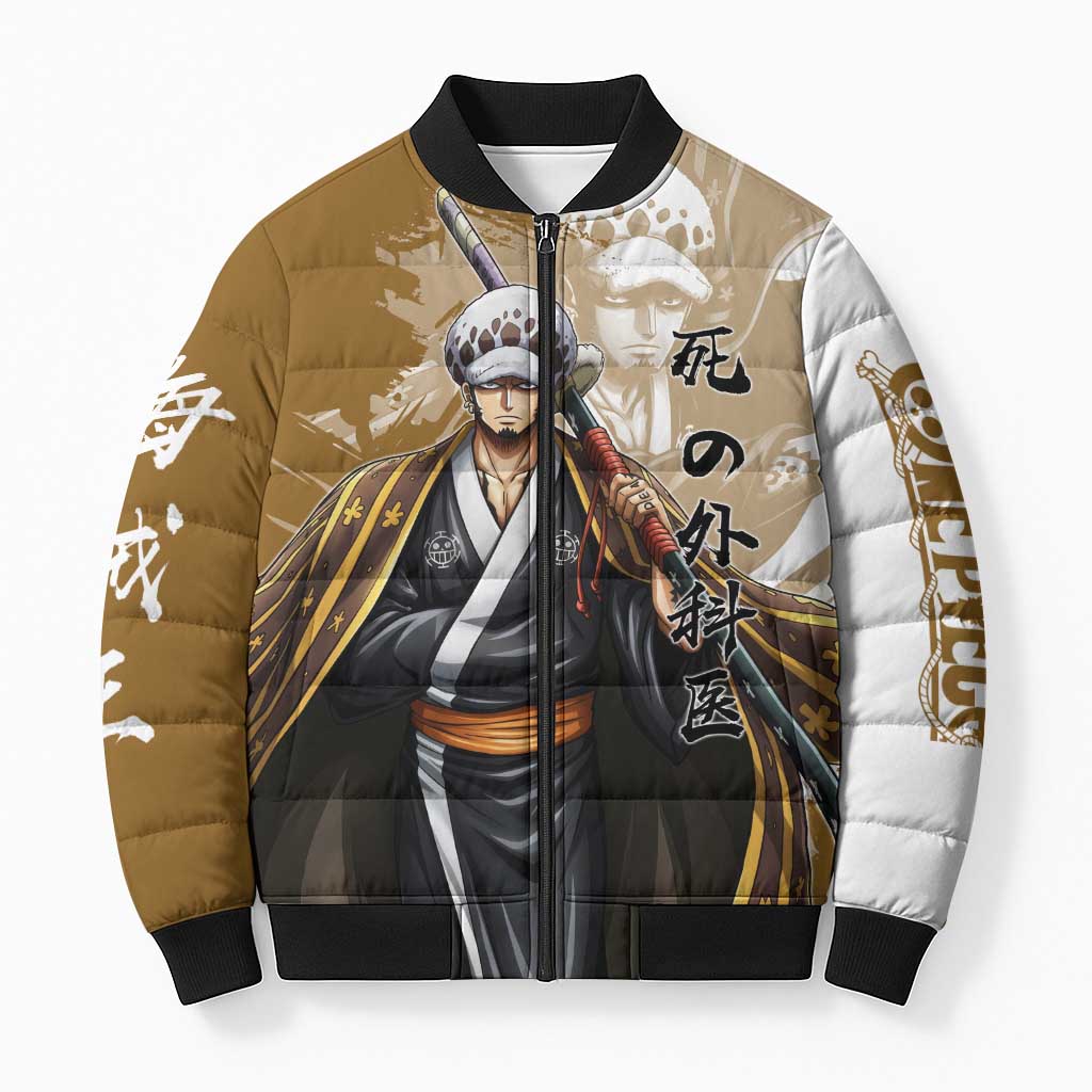 Wano Surgeon Trafalgar D. Law Bomber Puffer Jacket Traditional Ink Splash Anime Style