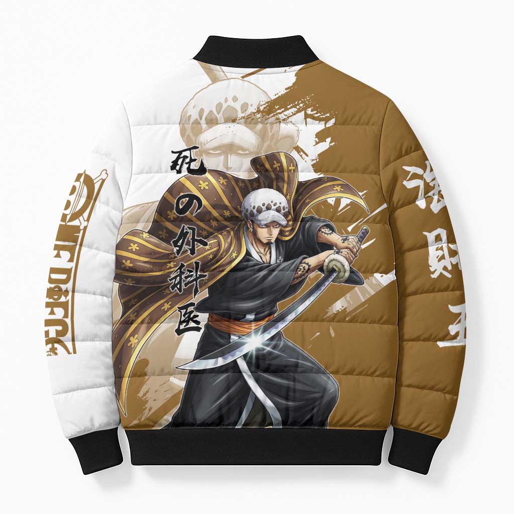 Wano Surgeon Trafalgar D. Law Bomber Puffer Jacket Traditional Ink Splash Anime Style