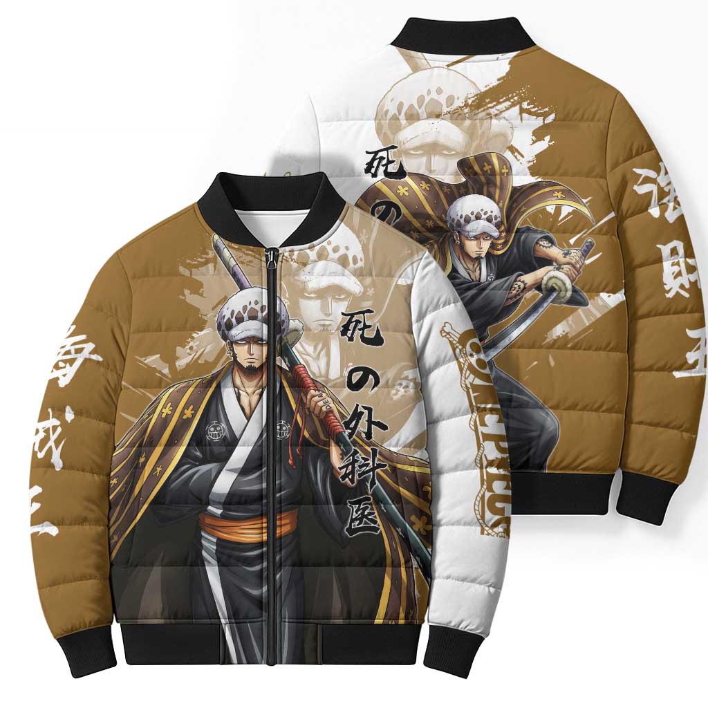 Wano Surgeon Trafalgar D. Law Bomber Puffer Jacket Traditional Ink Splash Anime Style