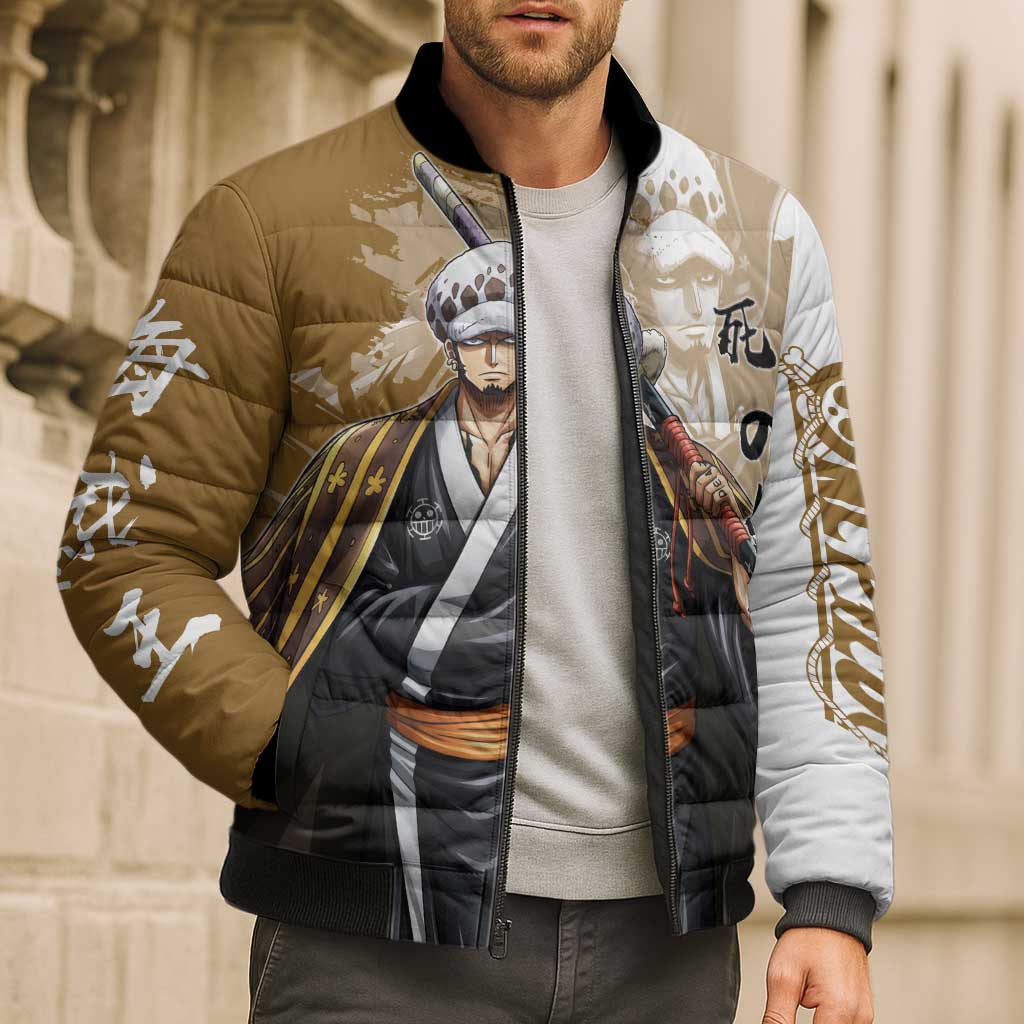 Wano Surgeon Trafalgar D. Law Bomber Puffer Jacket Traditional Ink Splash Anime Style