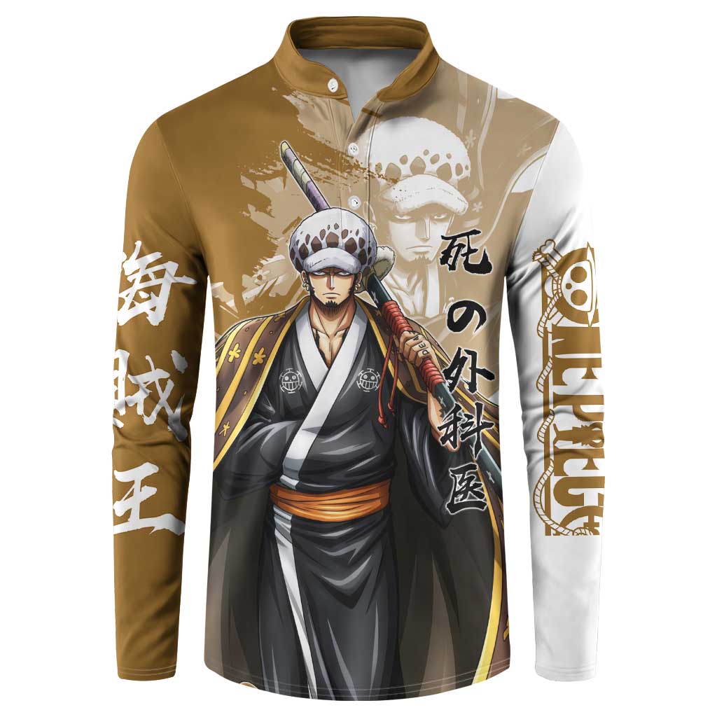 Wano Surgeon Trafalgar D. Law Button Sweatshirt Traditional Ink Splash Anime Style