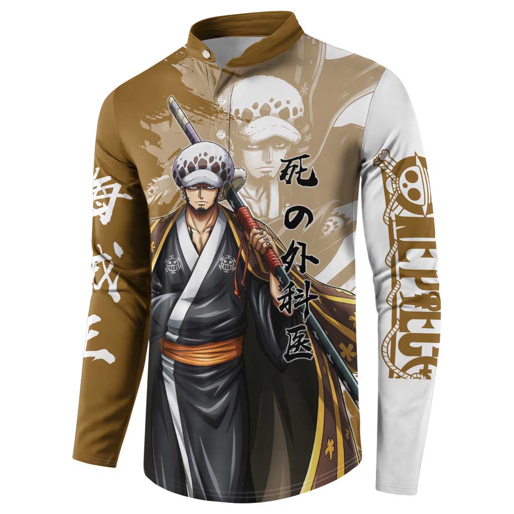 Wano Surgeon Trafalgar D. Law Button Sweatshirt Traditional Ink Splash Anime Style