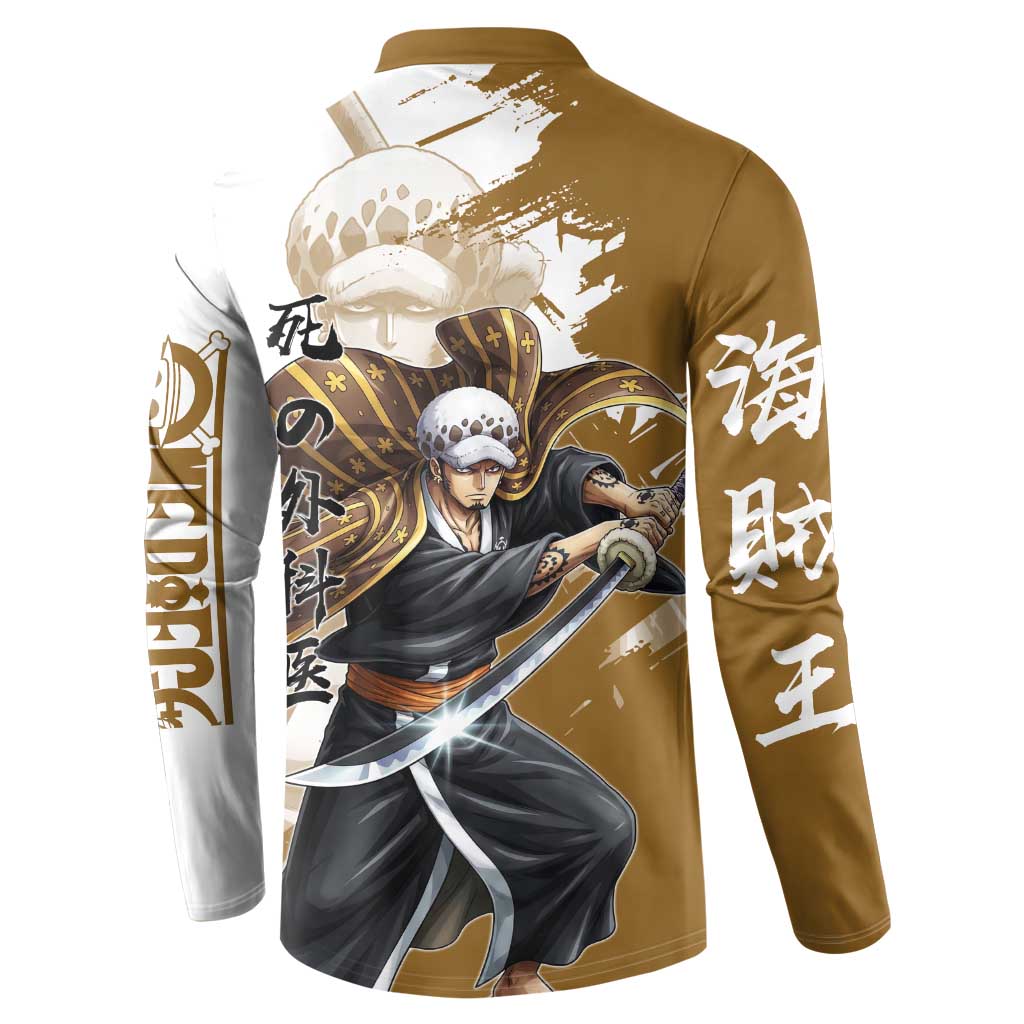 Wano Surgeon Trafalgar D. Law Button Sweatshirt Traditional Ink Splash Anime Style