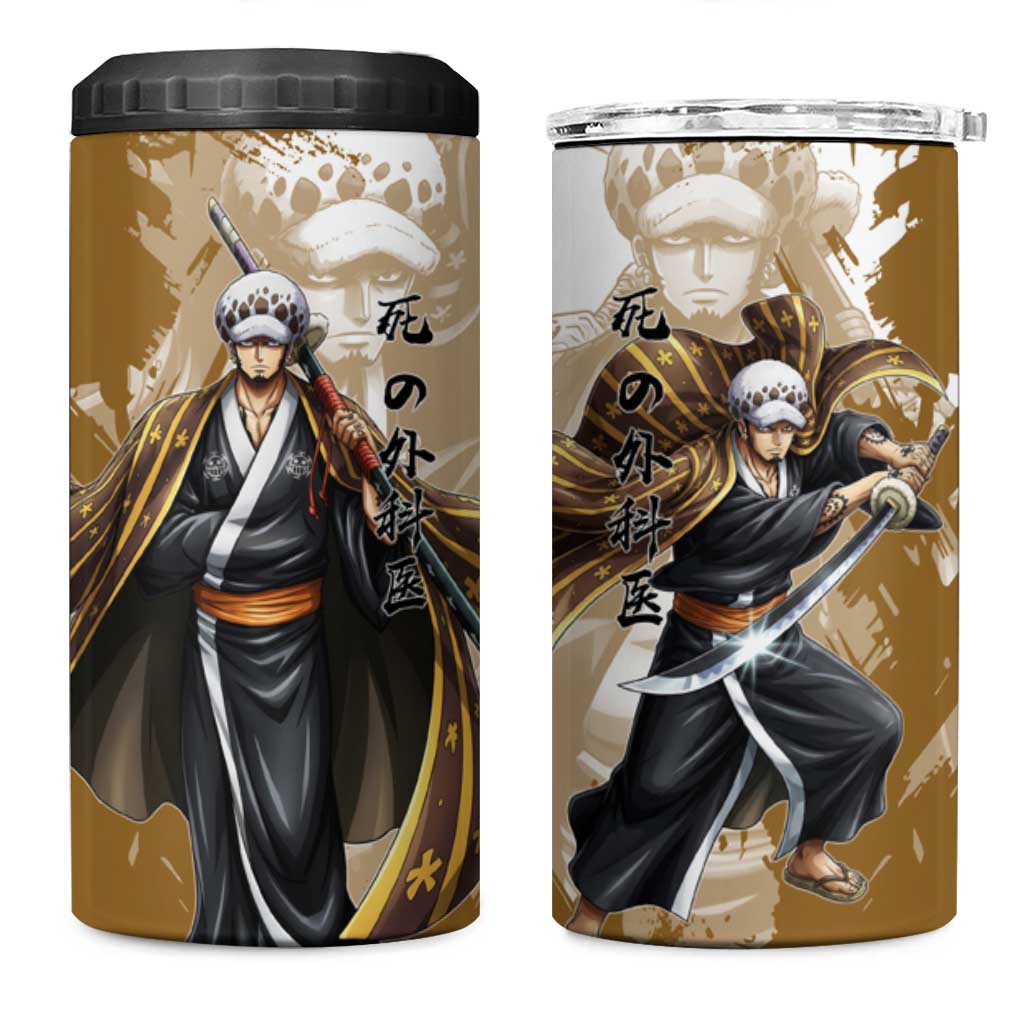 Wano Surgeon Trafalgar D. Law 4 in 1 Can Cooler Tumbler Traditional Ink Splash Anime Style