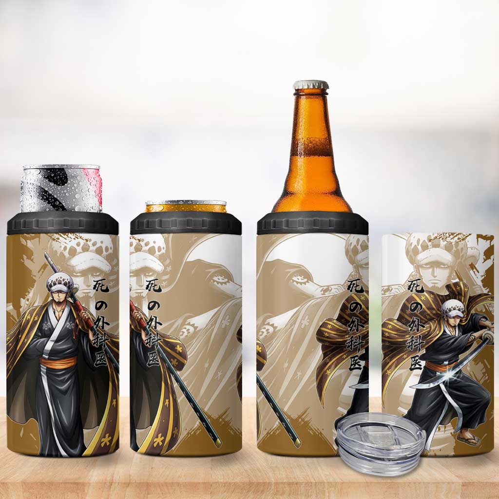 Wano Surgeon Trafalgar D. Law 4 in 1 Can Cooler Tumbler Traditional Ink Splash Anime Style