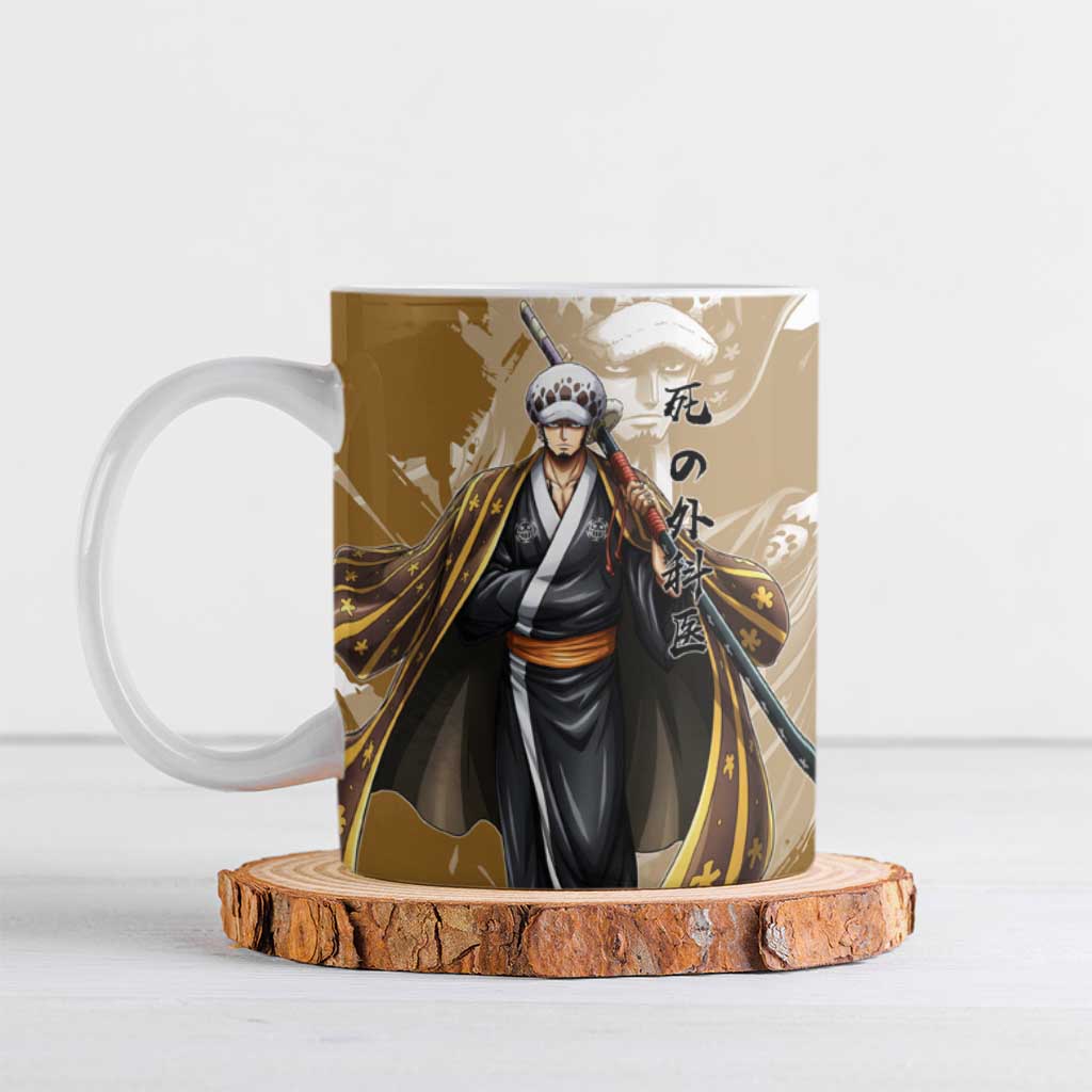 Wano Surgeon Trafalgar D. Law Ceramic Mug Traditional Ink Splash Anime Style