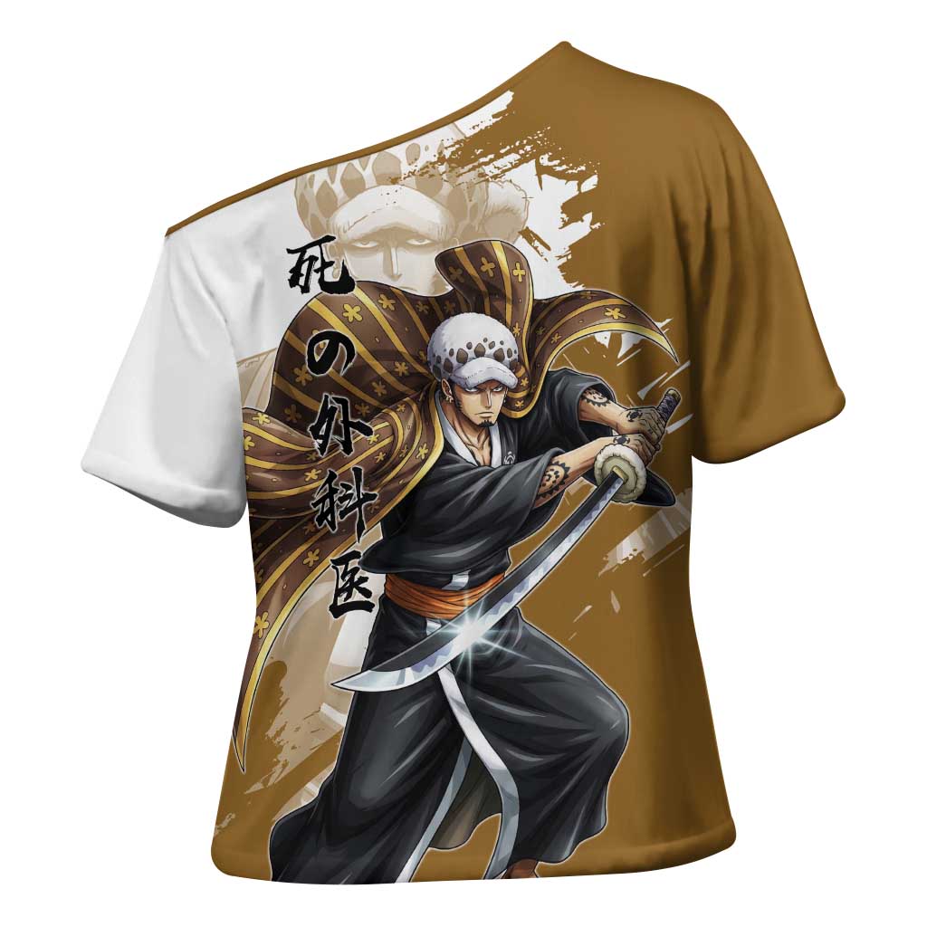 Wano Surgeon Trafalgar D. Law Cross Shoulder Shirt Traditional Ink Splash Anime Style