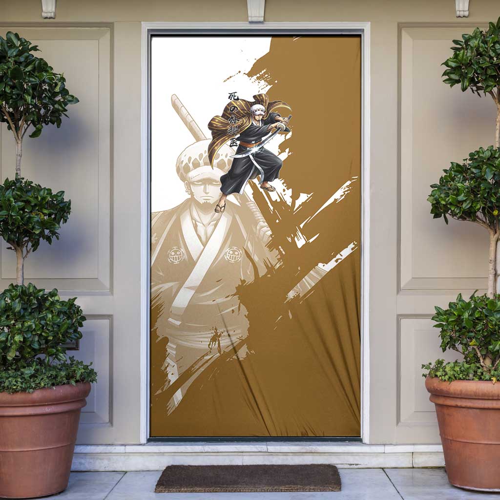 Wano Surgeon Trafalgar D. Law Door Cover Traditional Ink Splash Anime Style