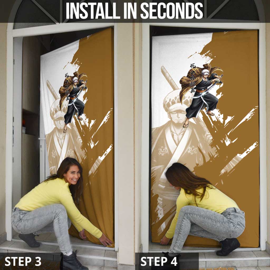 Wano Surgeon Trafalgar D. Law Door Cover Traditional Ink Splash Anime Style