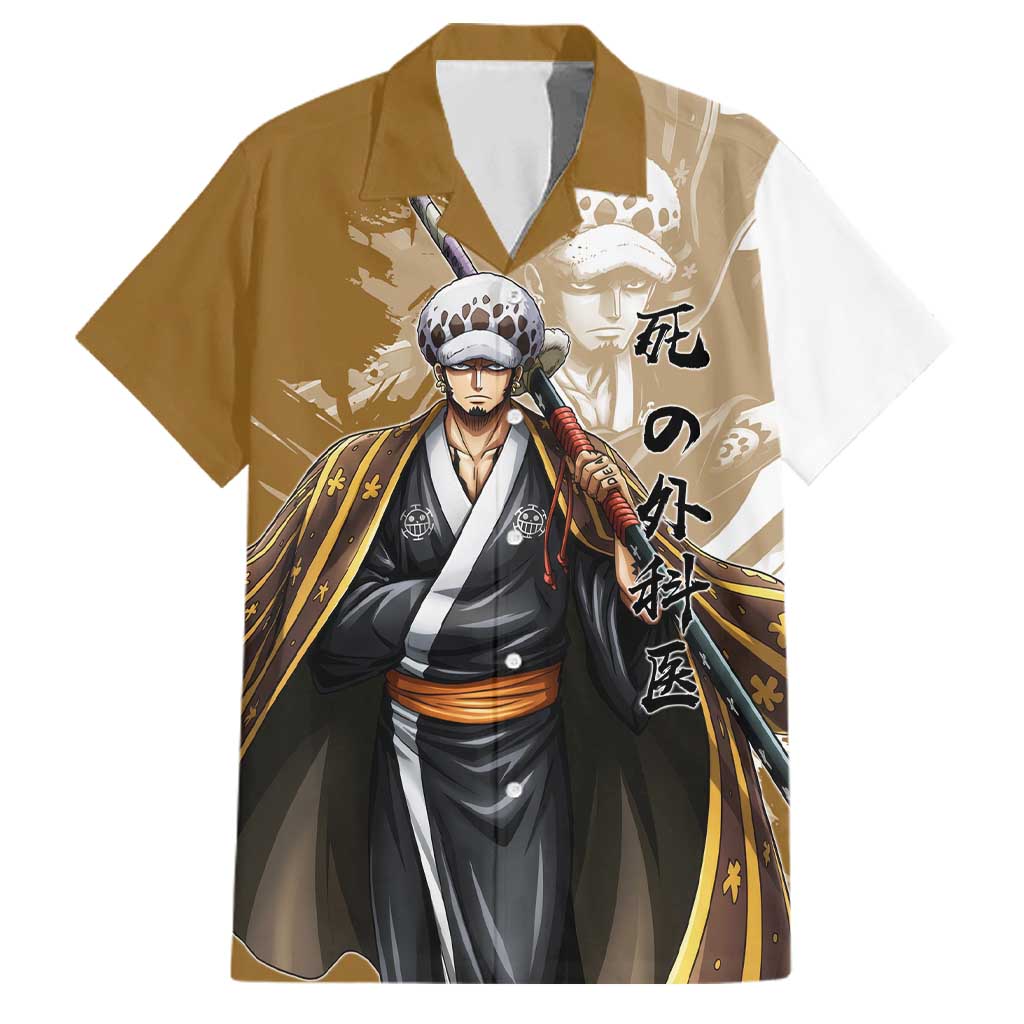 Wano Surgeon Trafalgar D. Law Family Matching Short Sleeve Bodycon Dress and Hawaiian Shirt Traditional Ink Splash Anime Style