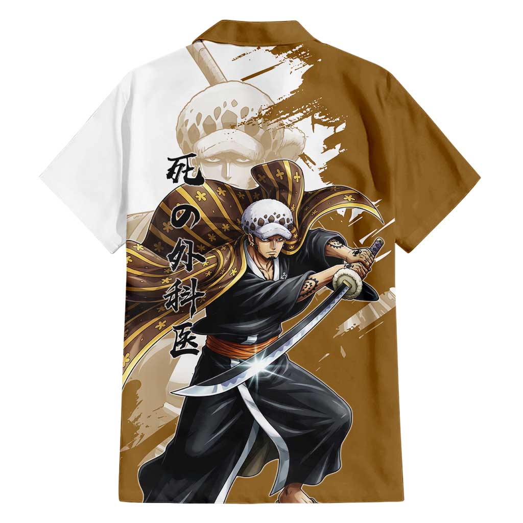 Wano Surgeon Trafalgar D. Law Family Matching Short Sleeve Bodycon Dress and Hawaiian Shirt Traditional Ink Splash Anime Style