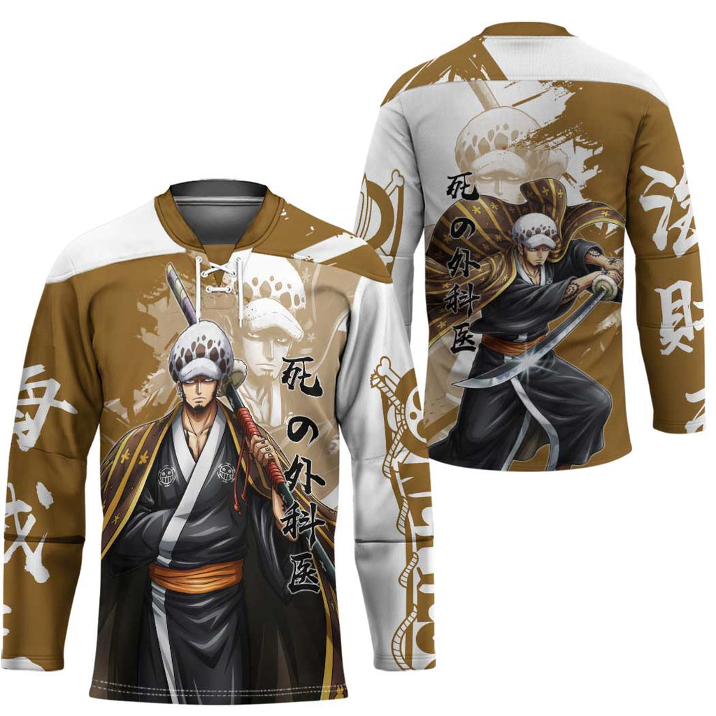 Wano Surgeon Trafalgar D. Law Hockey Jersey Traditional Ink Splash Anime Style