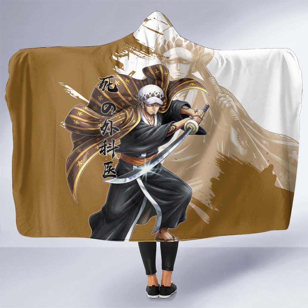 Wano Surgeon Trafalgar D. Law Hooded Blanket Traditional Ink Splash Anime Style