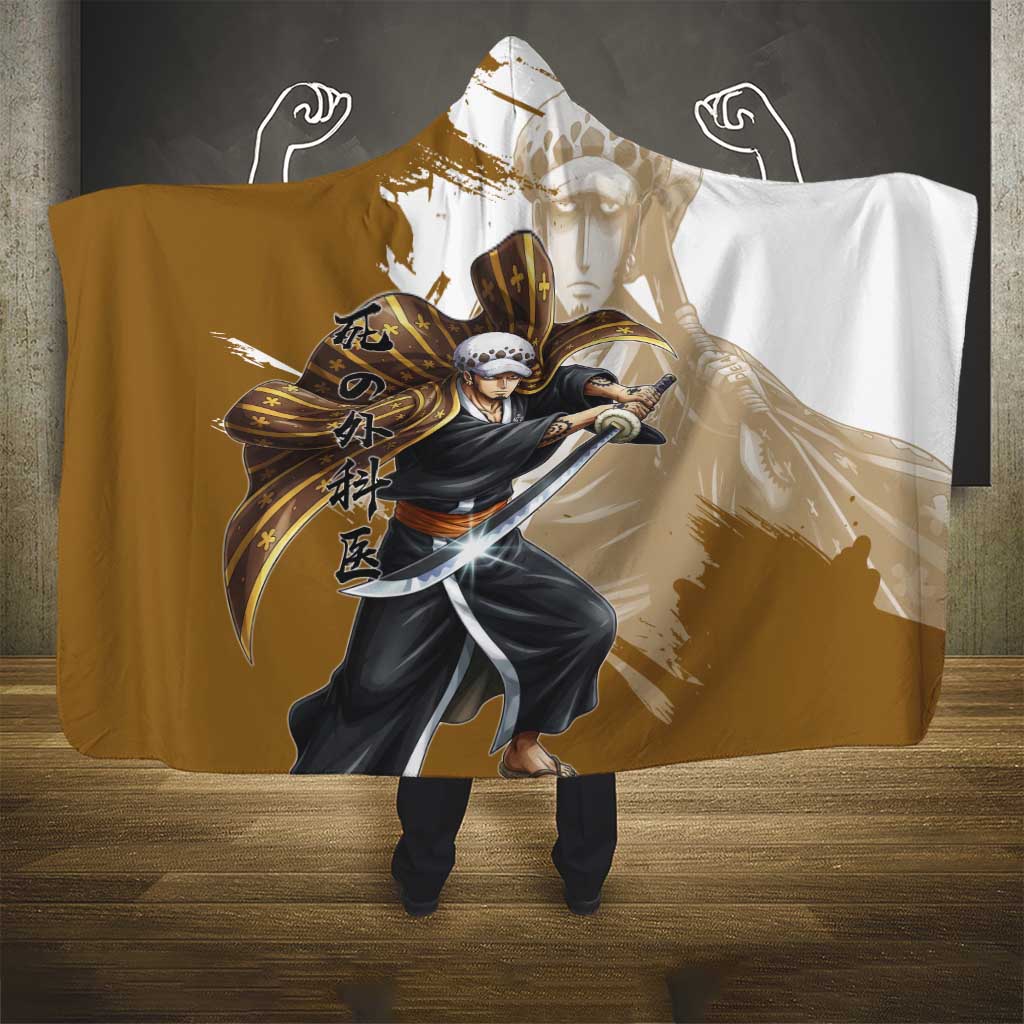 Wano Surgeon Trafalgar D. Law Hooded Blanket Traditional Ink Splash Anime Style