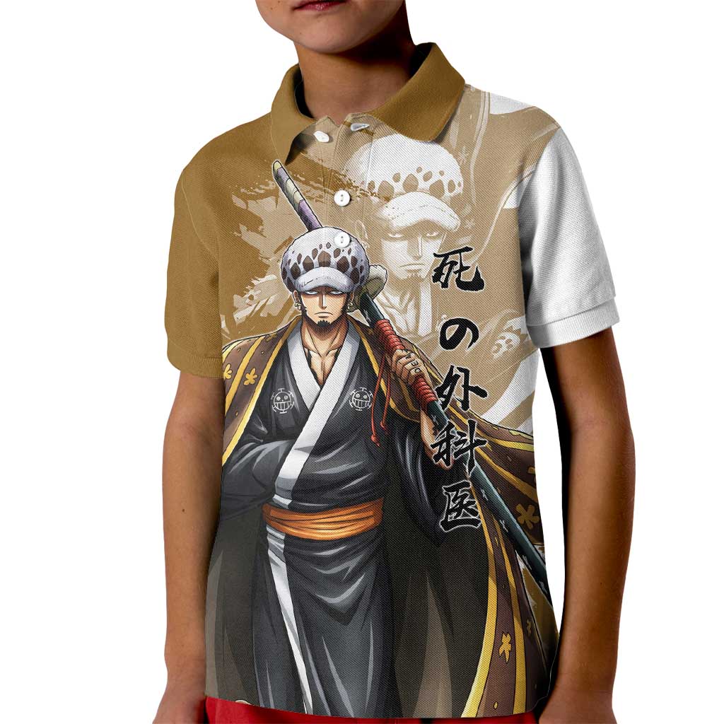 Wano Surgeon Trafalgar D. Law Kid Polo Shirt Traditional Ink Splash Anime Style