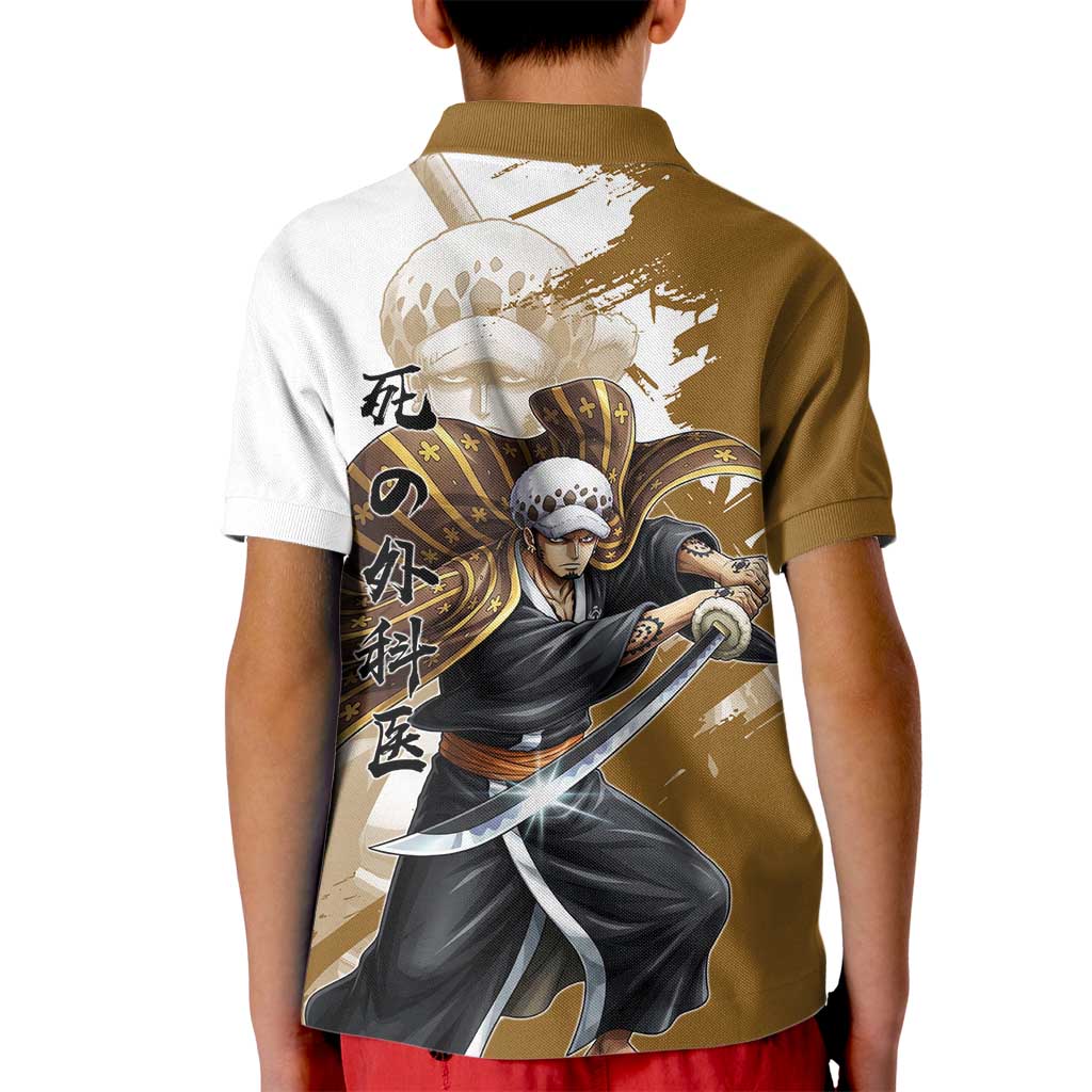 Wano Surgeon Trafalgar D. Law Kid Polo Shirt Traditional Ink Splash Anime Style