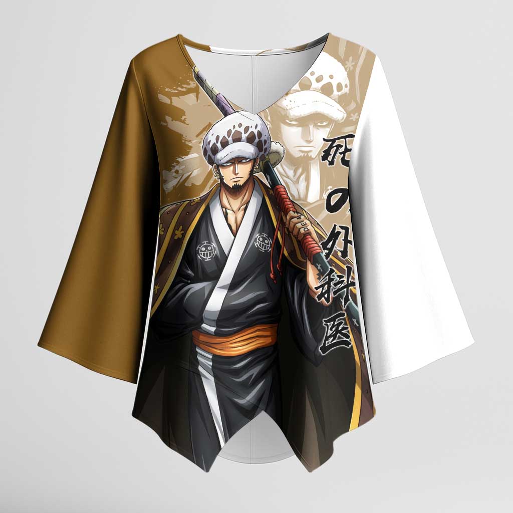 Wano Surgeon Trafalgar D. Law Kimono Sleeve Blouse Traditional Ink Splash Anime Style