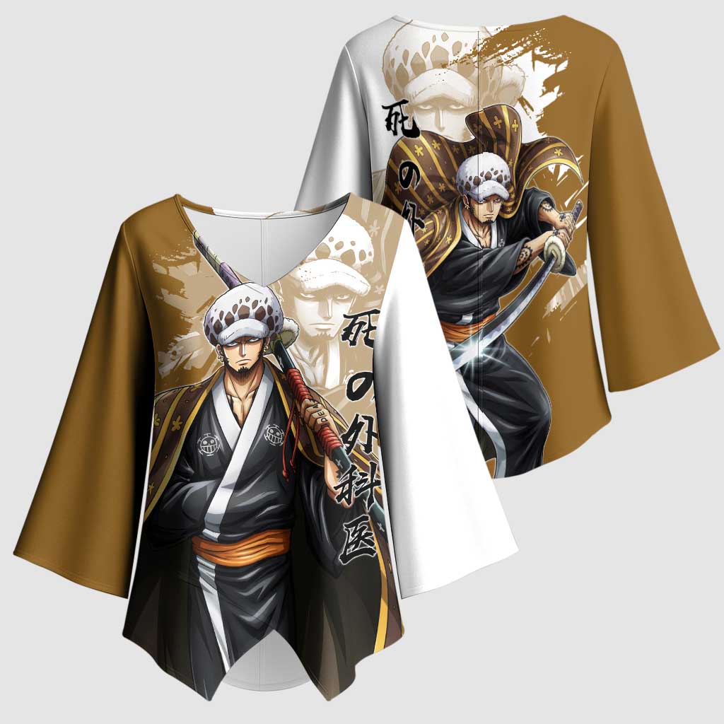 Wano Surgeon Trafalgar D. Law Kimono Sleeve Blouse Traditional Ink Splash Anime Style