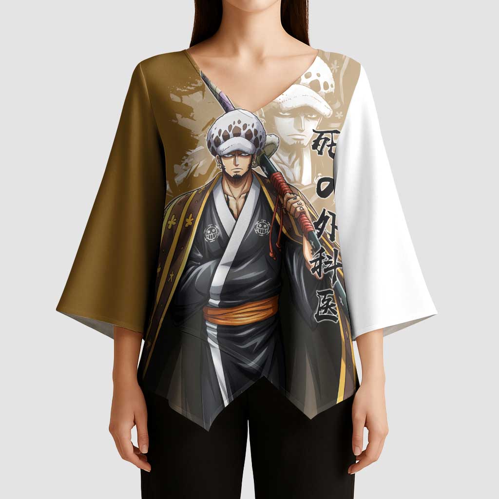 Wano Surgeon Trafalgar D. Law Kimono Sleeve Blouse Traditional Ink Splash Anime Style