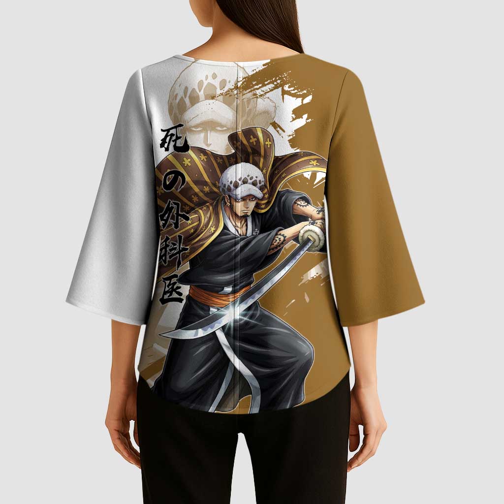Wano Surgeon Trafalgar D. Law Kimono Sleeve Blouse Traditional Ink Splash Anime Style